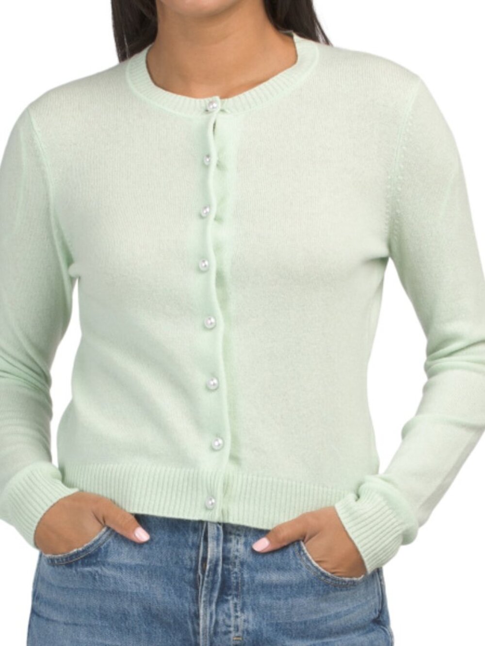 JASON WU Cashmere Crew Neck Long Sleeve Cardigan